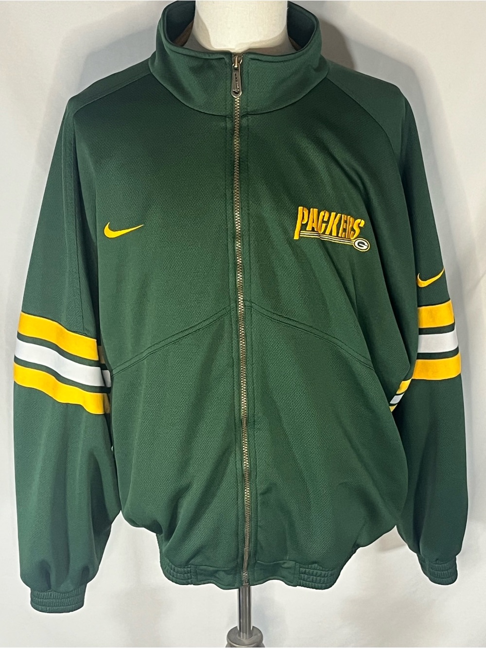 Nike Pro Line Green Bay Packers Vintage Full Zip Embroidered Track Jacket XXL